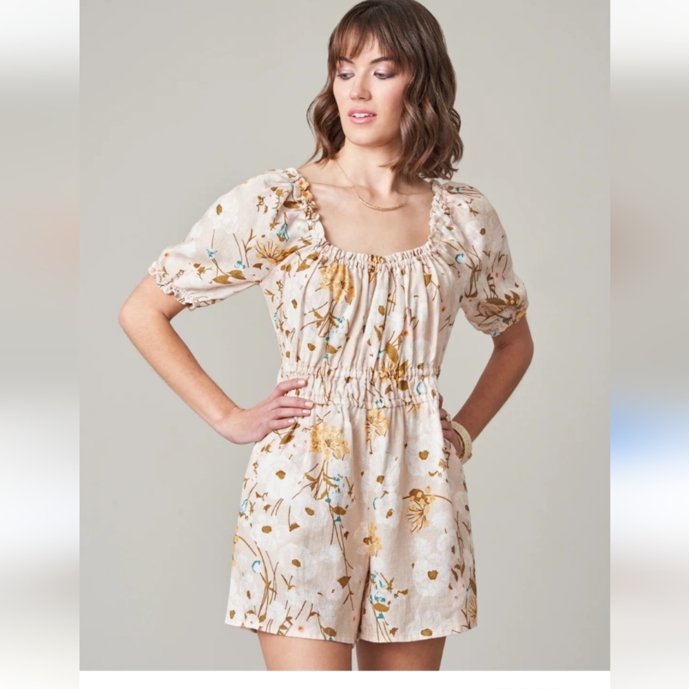 Spartina 449 Audrey Linen Romper in Babbie's Store Poppies Medium